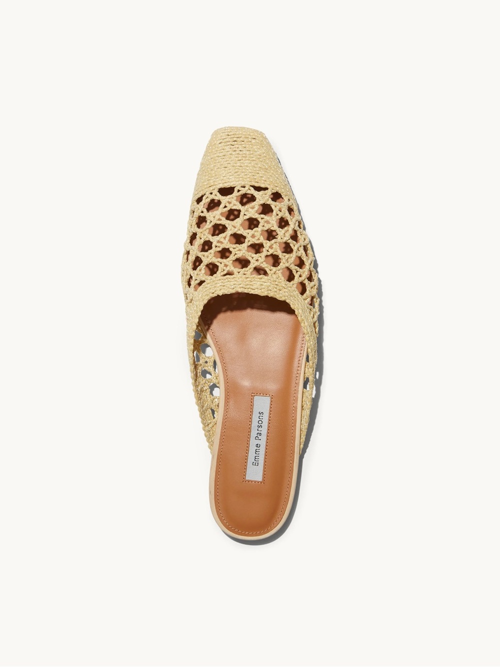 Emme Parson Woven Leather Flat Mule Natural Raffia Size US 10